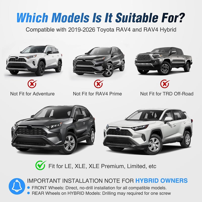 Nilight 2025 Upgraded Mud Flaps for Toyota RAV4 2019-2024 All-Weather Mud Guard - Image 5