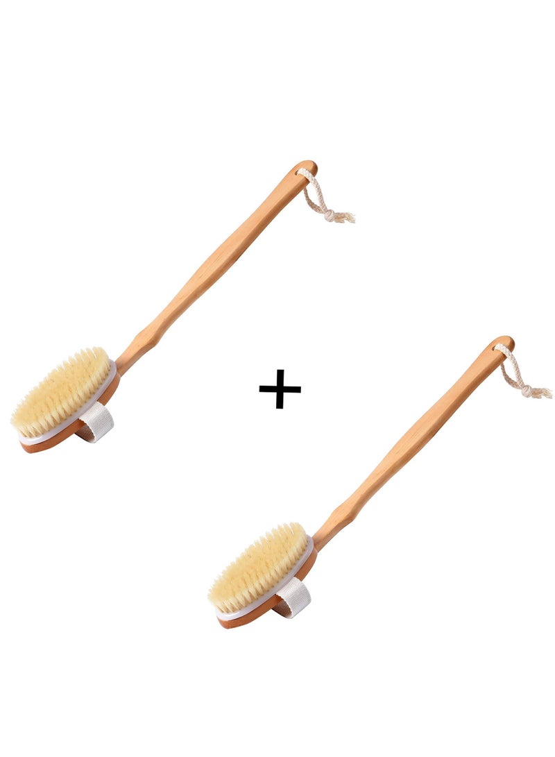 Bath Brush Long Wood Handle - Image 1