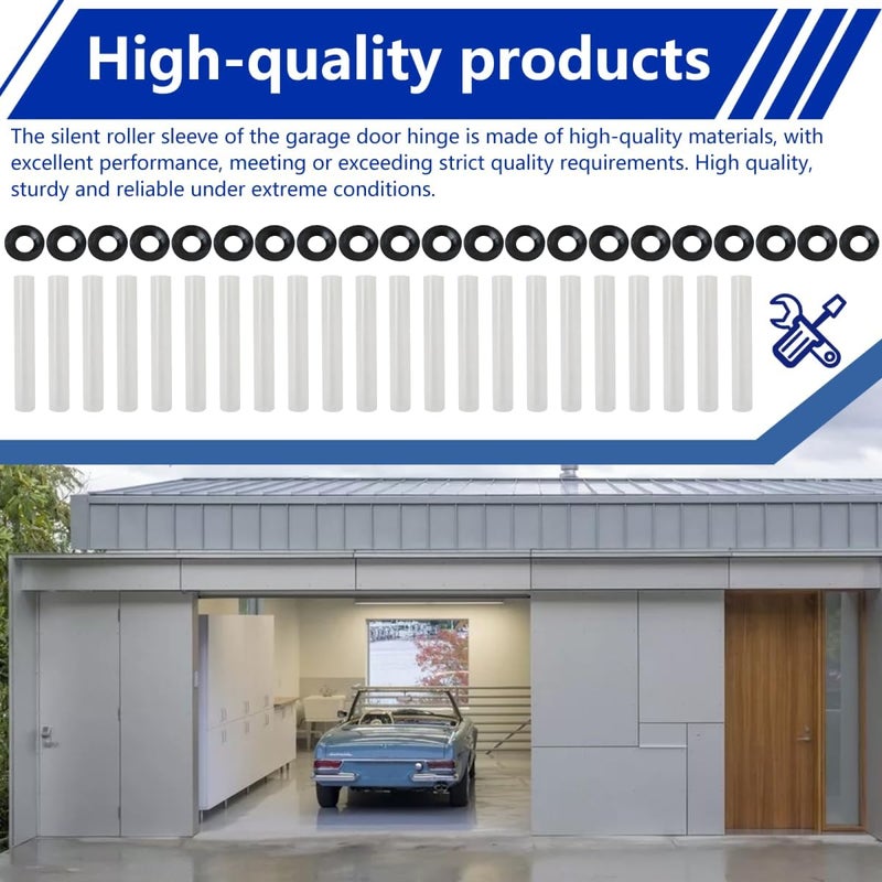 Individual & group usable 22pcs Garage Door Hinge Quiet Roller Sleeves 11mm ID 80mm Length Roller Shaft Nuts Bearing Gaskets for Most Garage Doors Carefully engineered build - Image 3