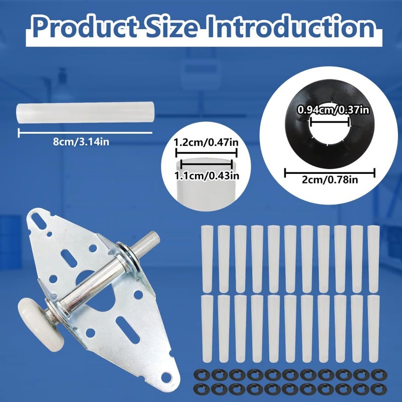 Individual & group usable 22pcs Garage Door Hinge Quiet Roller Sleeves 11mm ID 80mm Length Roller Shaft Nuts Bearing Gaskets for Most Garage Doors Carefully engineered build - Image 2