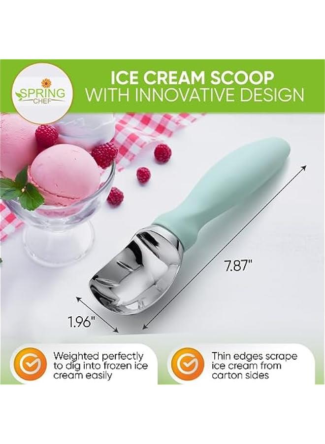 Heavy Duty Ice Cream Scoop with Comfortable Handle, Professional Metal Ice Cream Scooper for Gelato, Sorbet, Cookie Dough, Frozen Yogurt - Dishwasher Safe Kitchen Tool - Mint - Image 2