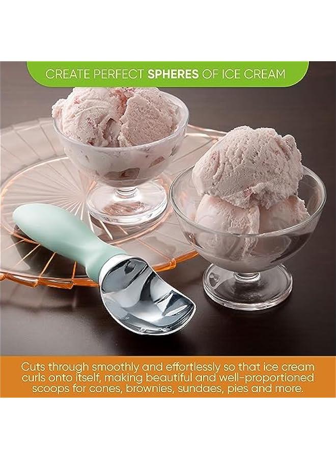 Heavy Duty Ice Cream Scoop with Comfortable Handle, Professional Metal Ice Cream Scooper for Gelato, Sorbet, Cookie Dough, Frozen Yogurt - Dishwasher Safe Kitchen Tool - Mint - Image 4