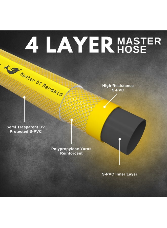 Mermaid 1/2 Inch x 25 Meter Garden Hose Pipe Yellow | 4 Layer PVC Reinforced Water Hose with High Tensile Textile | Flexible Heavy Duty Irrigation & Watering Hose | Made in UAE - Image 5