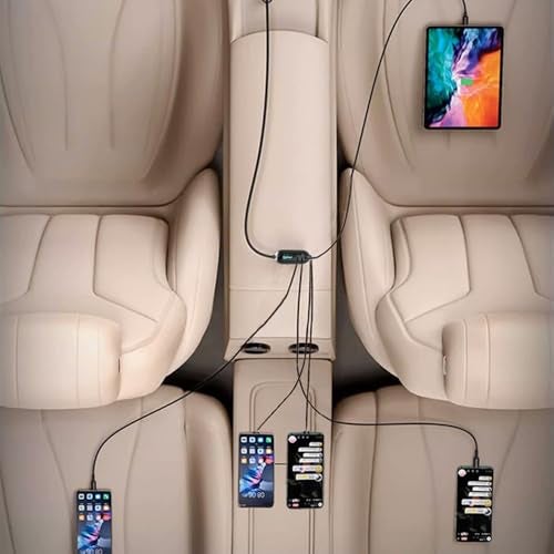 Stellar Drive XC-13 112W Car Charger Fast Charging, 5-in-1 USB C & USB A Multi Port with 1.5M Extension Cable, QC3.0 Super Fast Car Phone Charger for iPhone Android iPad – Space Gray - Image 5