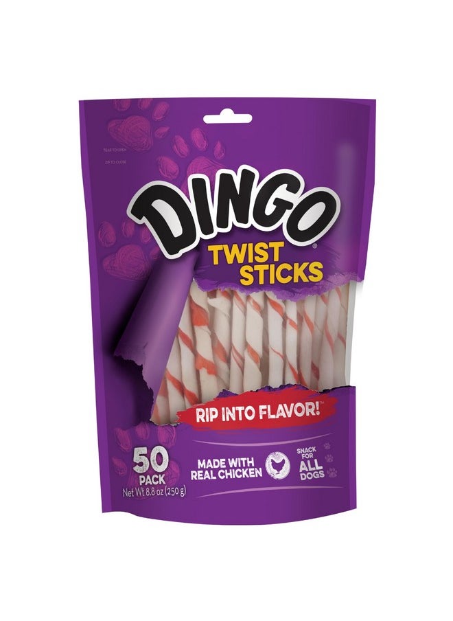 Dingo Twist Sticks Rawhide Chews, Made With Real Chicken, 50 Count  - Image 1