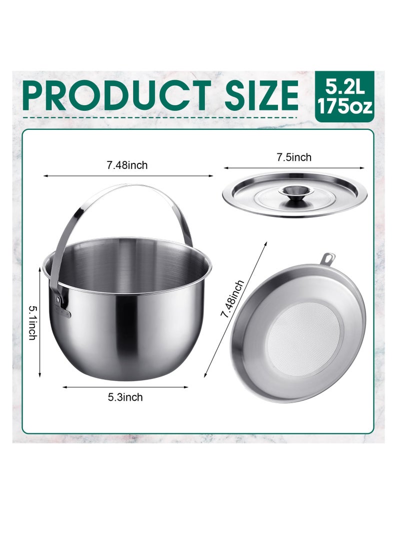 SYOSI Stainless Steel Jumbo Grease Container, With Strainer and Deep Fryer Basket 304 Stainless Steel Oil Filter Storage Extra Large Capacity Can for Kitchen Indoor Cooking (2.8L ) - Image 2