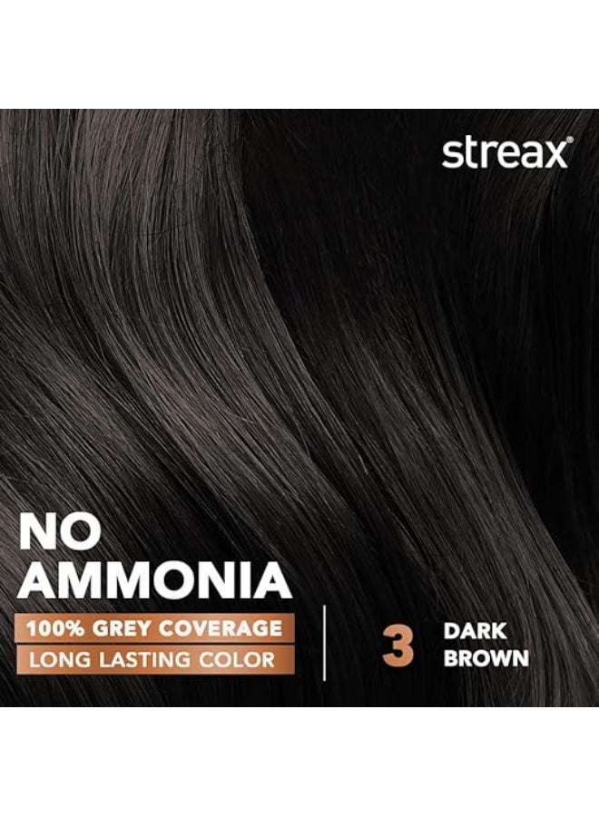 Streax Women's Crème Permanent Hair Colour - 3 Dark Brown Hair Color, 100% Grey Coverage,Ammonia Free Hair Color, Long Lasting Hair Colour, Colourant Tube 60G, Developer Bottle 60Ml, Conditioner 20G - Image 3