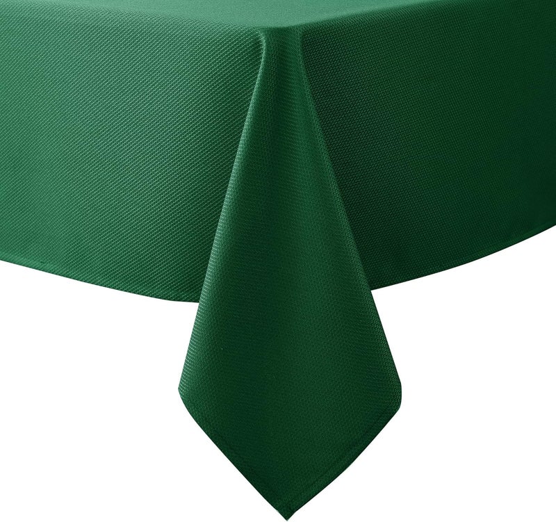 Biscaynebay Textured Fabric Rectangle Table Cloth 90x156 Inch, Hunter Green Water Resistant Tablecloths for Dining, Kitchen, Wedding and Parties etc. Machine Washable - Image 1