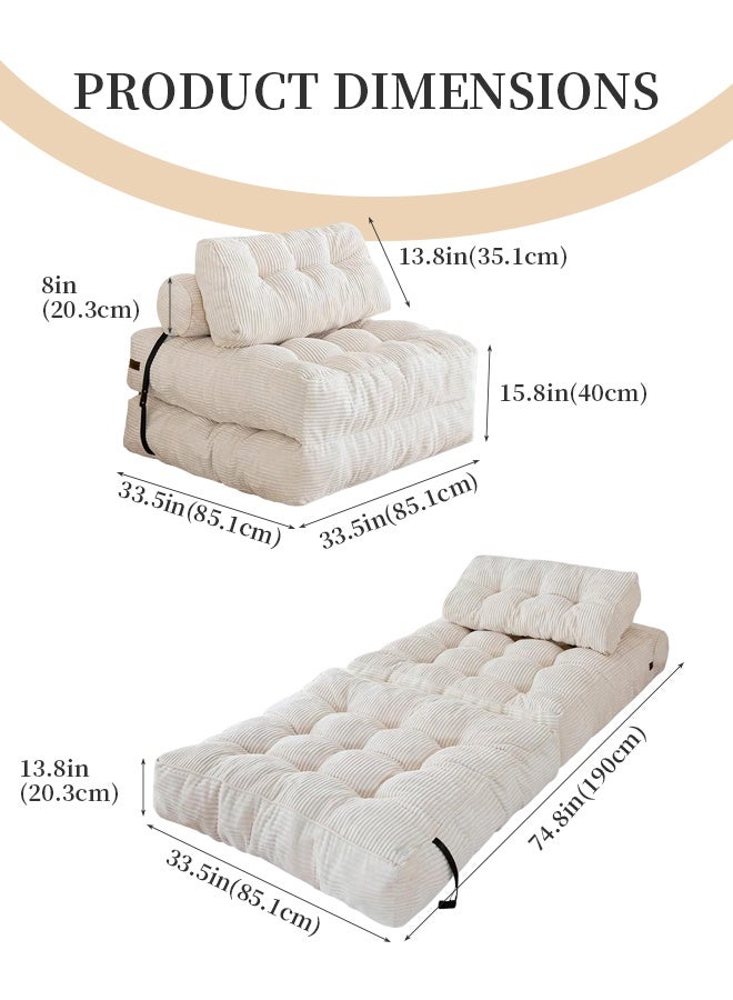 Forthcan Foldable Floor Sofa Chair, Convertible Lazy Lounger Futon with Adjustable Backrest, Thick Cushion, Space-Saving Sleeper for Living Room/Bedroom/Gaming - Image 2