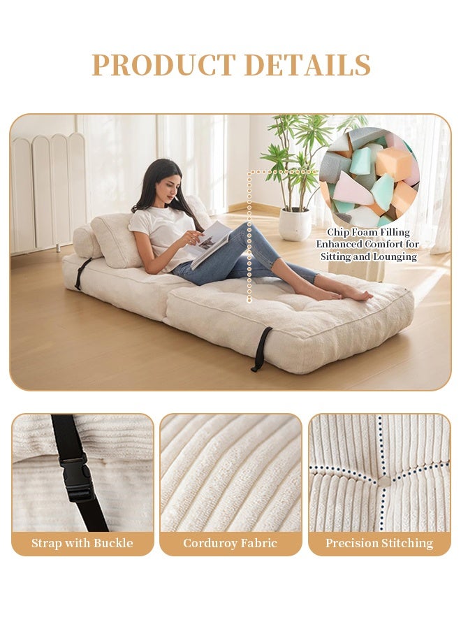 Forthcan Foldable Floor Sofa Chair, Convertible Lazy Lounger Futon with Adjustable Backrest, Thick Cushion, Space-Saving Sleeper for Living Room/Bedroom/Gaming - Image 3