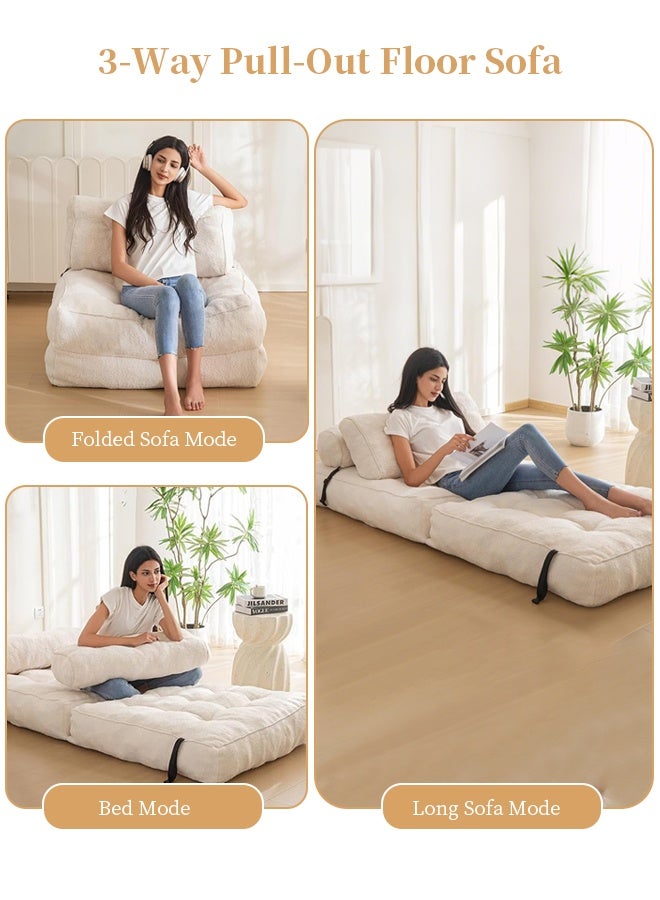 Forthcan Foldable Floor Sofa Chair, Convertible Lazy Lounger Futon with Adjustable Backrest, Thick Cushion, Space-Saving Sleeper for Living Room/Bedroom/Gaming - Image 4