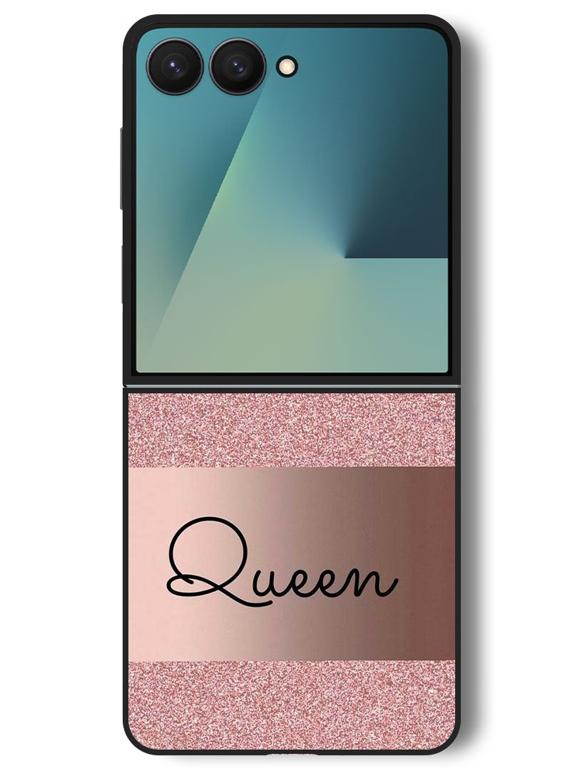 Theodor Case Compatible with Samsung Galaxy Z Flip 7 - 6.9 Inch Protection Shockproof Bumper Cover Queen Glitters - Image 1