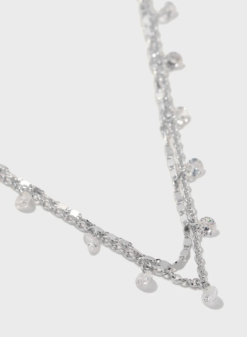 FOREVER 21 Pearl Detail Layered Necklace