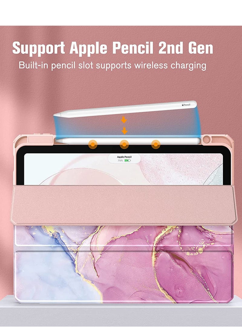VALUEWIN IPad protective case (A16) 11th generation 11 inch 2025 11th generation iPad protective case/10th generation 2022 iPad protective case iPad 10 protective case three fold stand transparent shell with pen holder on the back Smart protective case suitable for 11 inch iPad 11th generation 2025/10.9-inch iPad 10th generation 2023 ( pink gold color) - Image 4