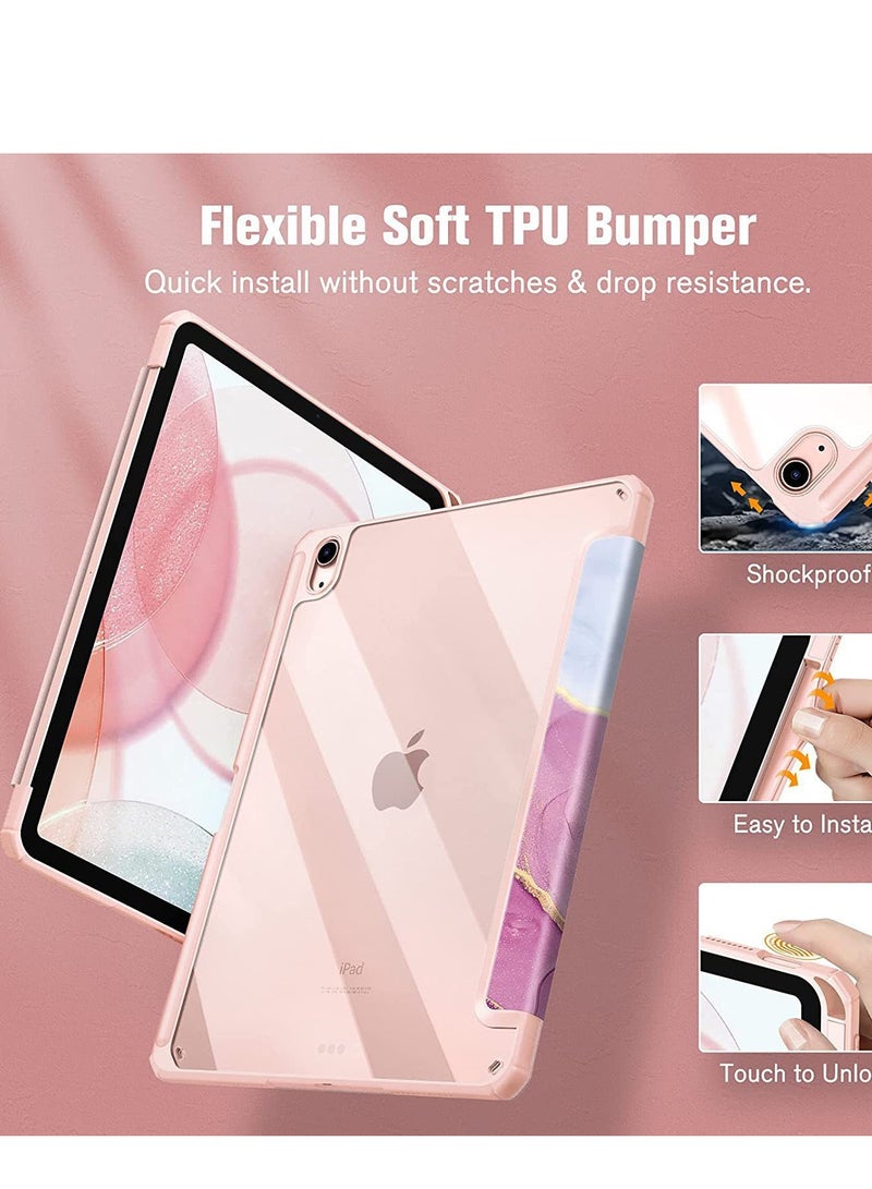 VALUEWIN IPad protective case (A16) 11th generation 11 inch 2025 11th generation iPad protective case/10th generation 2022 iPad protective case iPad 10 protective case three fold stand transparent shell with pen holder on the back Smart protective case suitable for 11 inch iPad 11th generation 2025/10.9-inch iPad 10th generation 2023 ( pink gold color) - Image 5