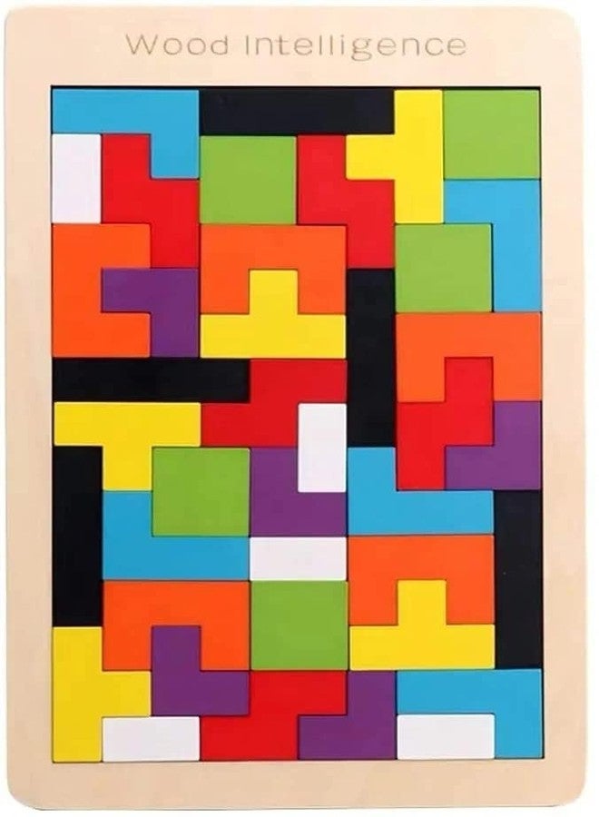 BLISSBORN for Kids,Wooden Russian Blocks, Wood Intelligence Game, Brain Teasers Games, Tangram Jigsaw Intelligence Educational Gift for Kids,Building Blocks 40pcs, Ages 3-8 Years. - Image 1