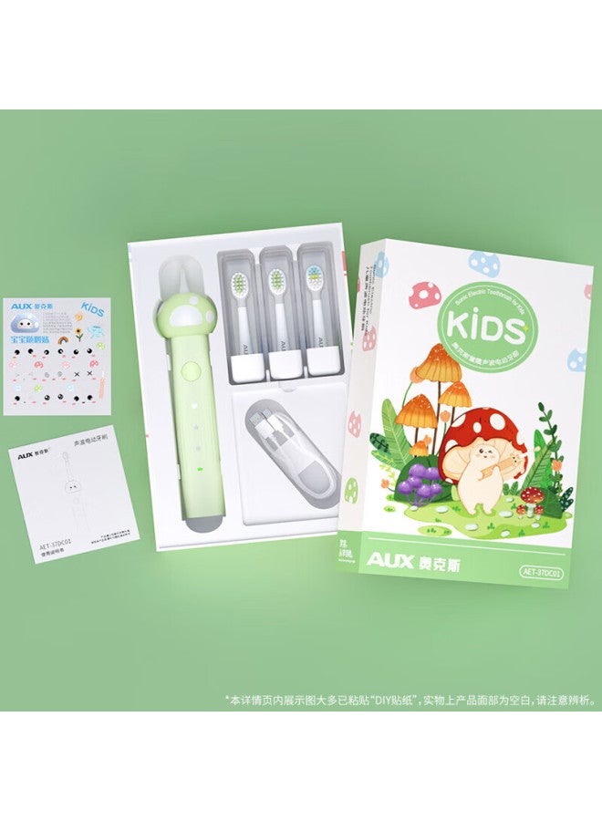 Aux Sold By Jd Children's Electric Toothbrush Sonic Automatic For Ages 5-12, Baby Gum Protection Soft Bristles Waterproof Toothbrushing Tool With Diy Stickers, Lime Green C01