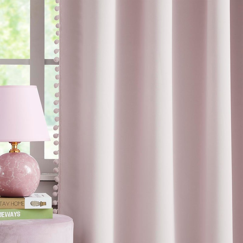 Treatmentex Blackout Window Curtains for Bedroom Pink Girls Room Curtains 54"" Length Thermal Insulated Curtain Panels 52"" W x 54"" L 2 pcs Rod Pocket - Image 1