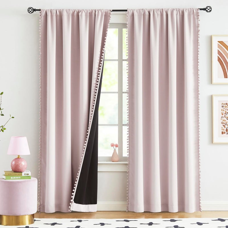 Treatmentex Blackout Window Curtains for Bedroom Pink Girls Room Curtains 54"" Length Thermal Insulated Curtain Panels 52"" W x 54"" L 2 pcs Rod Pocket - Image 3