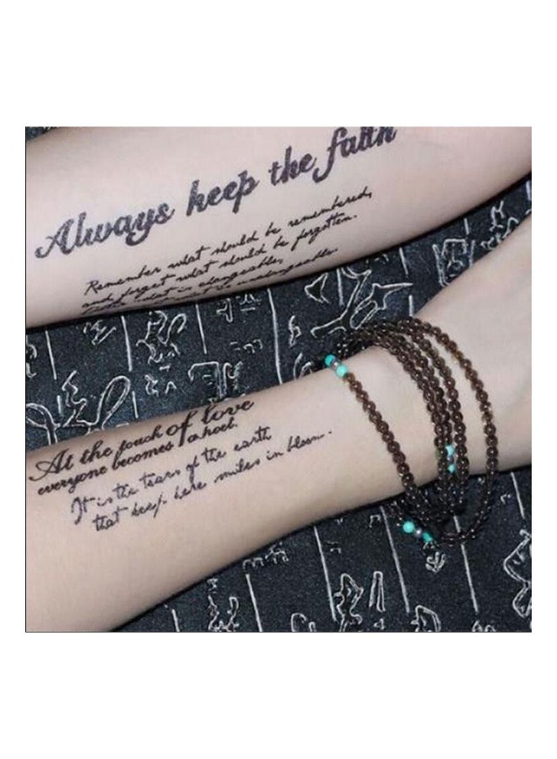 2 Pieces Removable Temporary Tattoo English Words Tattoos Sticker Waterproof - Image 3