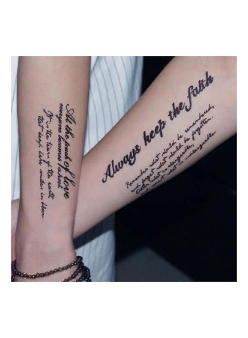 2 Pieces Removable Temporary Tattoo English Words Tattoos Sticker Waterproof - Image 1