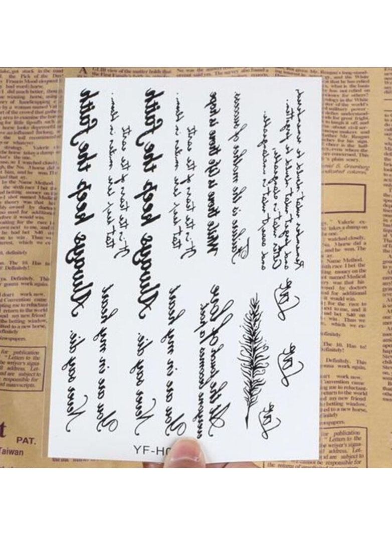 2 Pieces Removable Temporary Tattoo English Words Tattoos Sticker Waterproof - Image 5