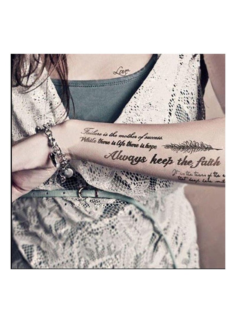 2 Pieces Removable Temporary Tattoo English Words Tattoos Sticker Waterproof - Image 2