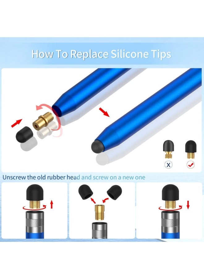 أكس سبرينج أقلام لمس للشاشات اللمسية، 5 أقلام لمسية عالمية عالية الدقة والحساسية، متوافقة مع أجهزة أبل/آيباد/آيفون/أندرويد/الأجهزة اللوحية، قلم لمس سعوي برأس مزدوج - Image 5