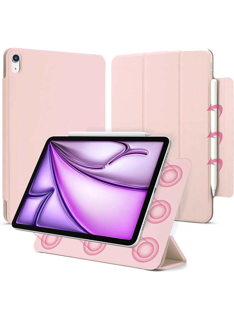 Theodor Slim Magnetic Case for iPad Air 13 Inch (M4 2026 / M3 2025 / M2 2024) – Trifold Stand iPad Air 13 Cover with Pencil Holder, Auto Sleep/Wake, Durable Protective Case – Pink