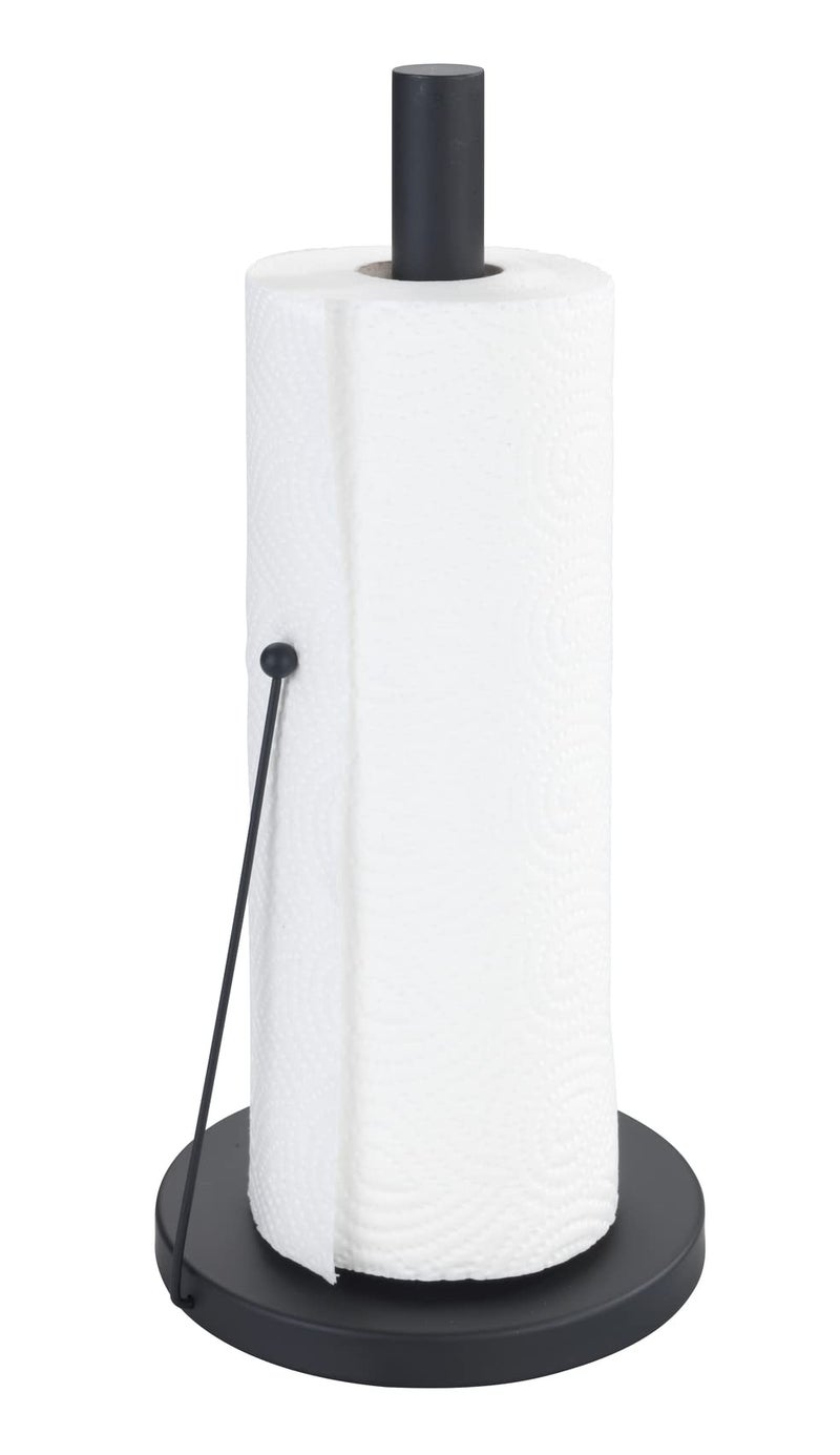 WENKO Clayton Kitchen Roll Holder  Black FreeStanding Accessory for Standard Rolls PowderCoated Metal  15 x 33 cm