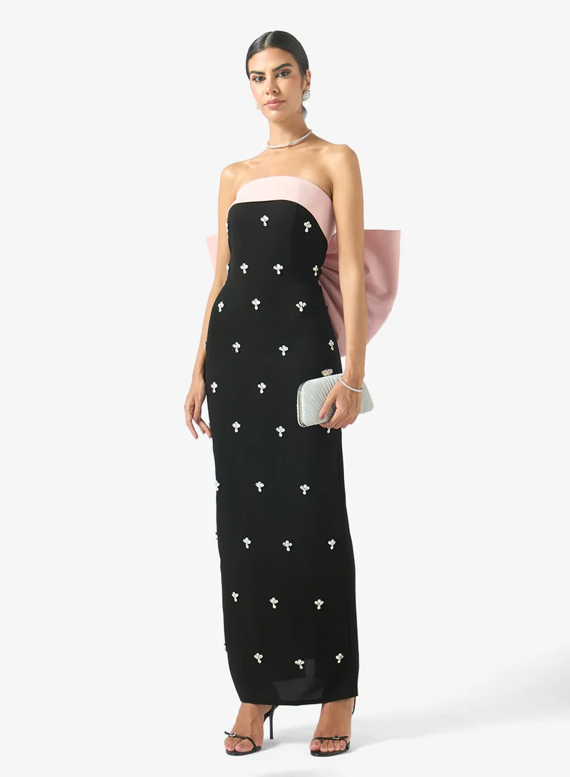 Akadia Fashion  RIBBON BACK CRYSTAL CREPE DRESS for Women | Best Price UAE