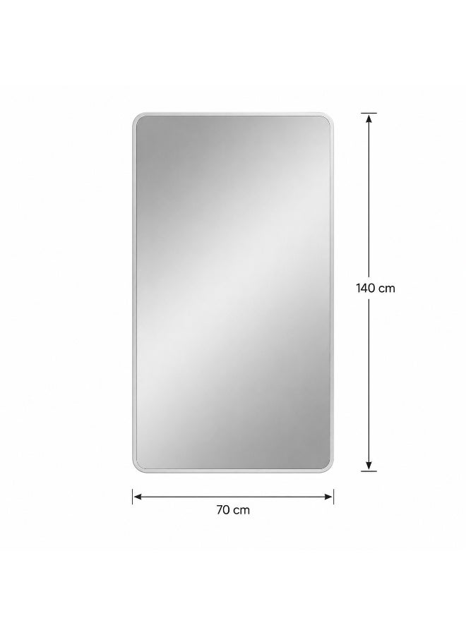 alsaada home Rectangular Wall Mounted Decor Mirror with Metal Frame, 140x70 cm - SILVER - Image 3