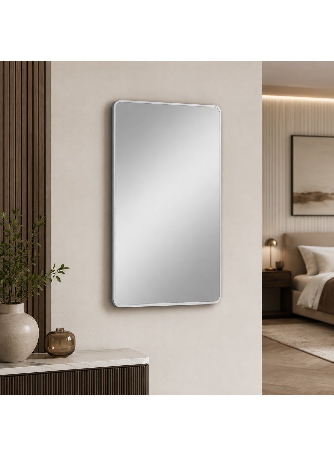 alsaada home Rectangular Wall Mounted Decor Mirror with Metal Frame, 140x70 cm - SILVER - Image 2
