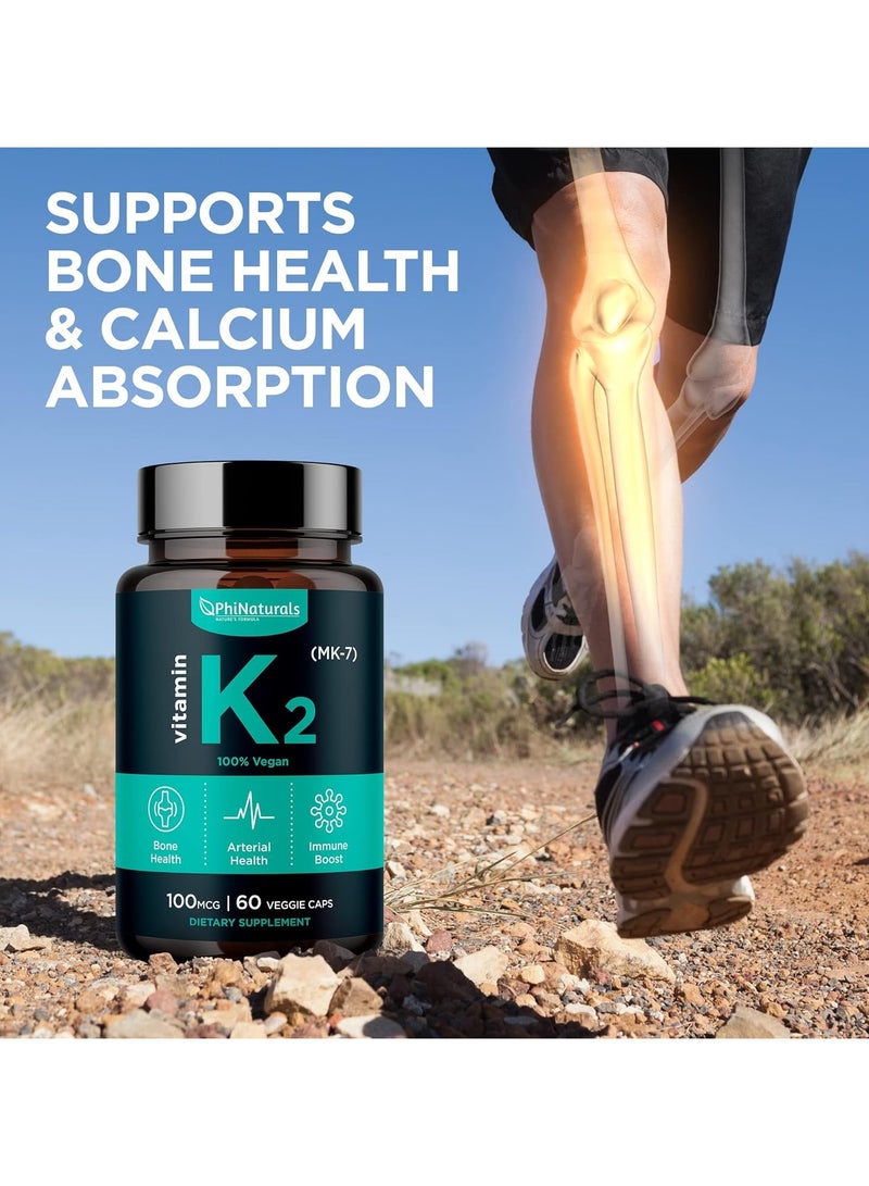 Phi Naturals Vitamin K2 MK7 100mcg Vegan - 60 Count, VIT k-2 MK-7 100 mcg from Supplement - Image 2