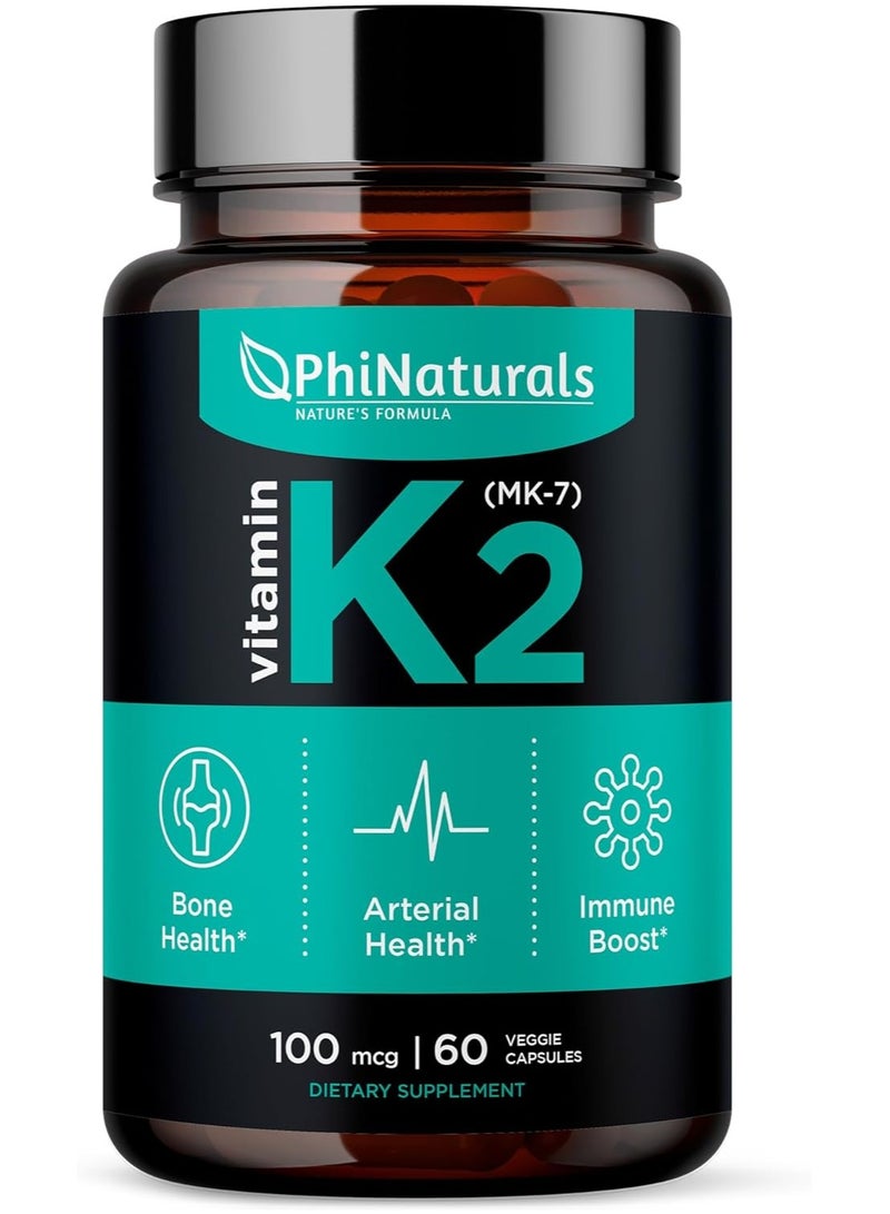 Phi Naturals Vitamin K2 MK7 100mcg Vegan - 60 Count, VIT k-2 MK-7 100 mcg from Supplement - Image 1