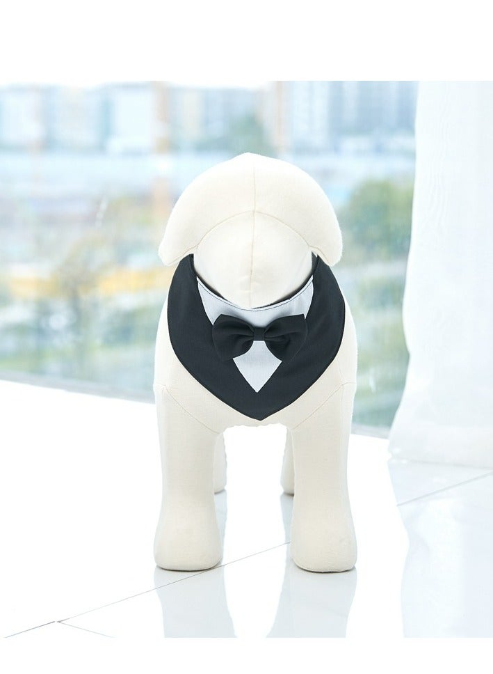 بدلة رسمية للكلاب مع ربطة عنق وقميص زفاف للقطط، طوق للكلاب بوشاح، زي عيد ميلاد للقطط، ملابس عيد الحب للحيوانات الأليفة (أسود - صغير) - Image 3