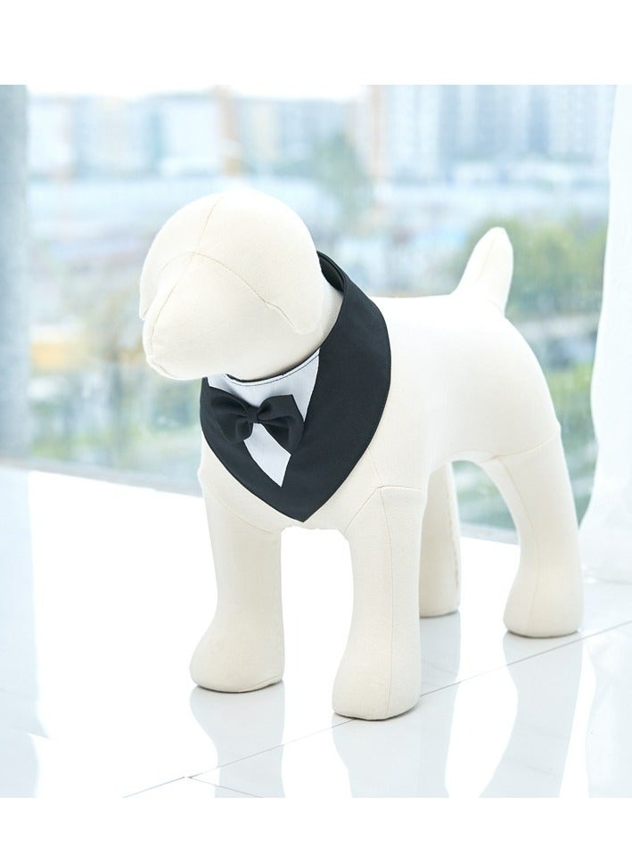 بدلة رسمية للكلاب مع ربطة عنق وقميص زفاف للقطط، طوق للكلاب بوشاح، زي عيد ميلاد للقطط، ملابس عيد الحب للحيوانات الأليفة (أسود - صغير) - Image 4