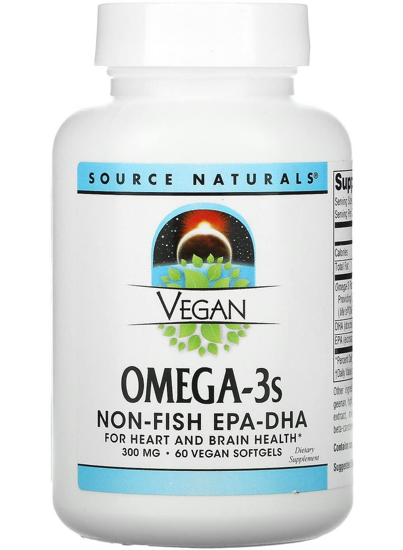Vegan Omega-3S, Non-Fish EPA-DHA, 300 mg, 60 Vegan Softgels