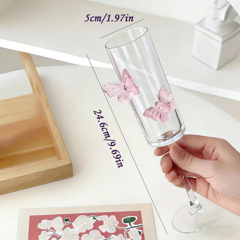4 Pcs High Borosilicate Glass Champagne Glasses Pink Butterfly Goblet Wine Glasses Ideal For Tasting Champagne And White Wine Perfect For Home Parties Festivals Weddings Celebrations And Bars - Image 3
