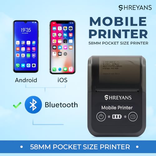 SHREYANS 58Mm Mini Portable Inkless Thermal Printer with All Accesories (Paper Roll, Pouch, Adapter, USB Cable) Easy to Connect with Mobile (with Adaptor), Black - Image 5