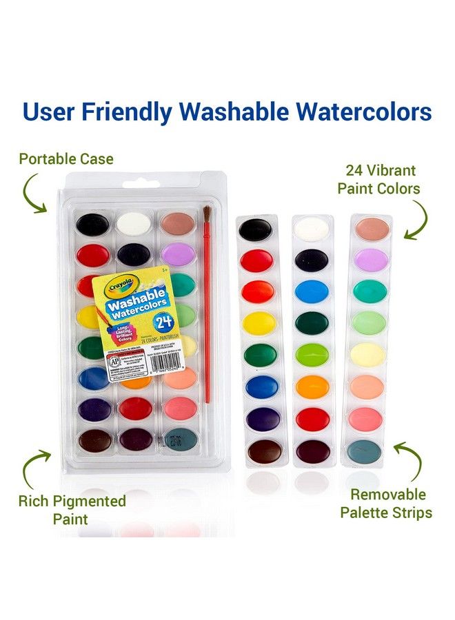 The Mega Deals Watercolor Paint Set Includes 24 Watercolor Paint 8 Paint Brushes For Kids Ultimate Washable Paint Watercolor Supplies Set Water Color Painting Kids 9 Piece Set - Image 3