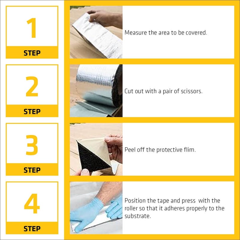 SIKA عبوة من شريط العزل المائي Butyl MultiSeal BT - مقاوم للعوامل الجوية - يمنع تسرب الماء والهواء - شريط مطاطي لثقوب الأنابيب - 20 سم × 5 م - فضي - Image 4