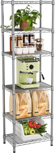 Golpart Small 5 tire Shelves Storage Wire Shelving Unit Metal Shelf Adjustable Organizers Storage Shelving for Bathroom Laundry Room Kitchen Pantry10”D x 16”W x 60.2”H Silver - Image 1