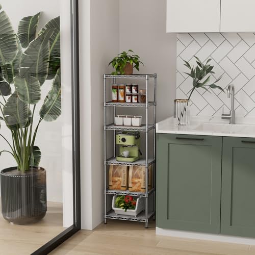 Golpart Small 5 tire Shelves Storage Wire Shelving Unit Metal Shelf Adjustable Organizers Storage Shelving for Bathroom Laundry Room Kitchen Pantry10”D x 16”W x 60.2”H Silver - Image 2