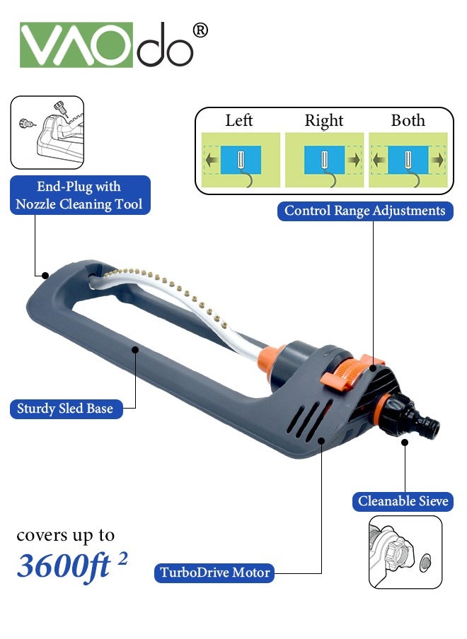 VAOdo - Garden Sprinkler 4200-Square Foot Coverage 4 spray modes Auto Irrigation System 180° automatic swing Oscillating Sprinkler with Adjustable Spray - Image 1
