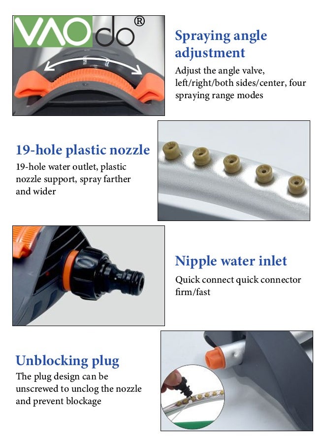 VAOdo - Garden Sprinkler 4200-Square Foot Coverage 4 spray modes Auto Irrigation System 180° automatic swing Oscillating Sprinkler with Adjustable Spray - Image 1