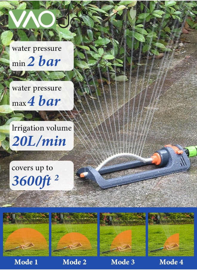VAOdo - Garden Sprinkler 4200-Square Foot Coverage 4 spray modes Auto Irrigation System 180° automatic swing Oscillating Sprinkler with Adjustable Spray - Image 1