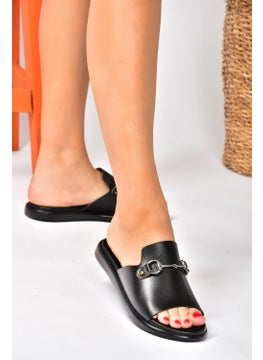Fox Shoes Black Genuine Leather Casual Women's Slippers P291009303  - Image 2