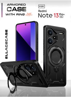 Protective Case with Ring for Xiaomi Redmi Note 13 Pro Plus 5G, Rugged Drop Protection, Horizontal and Vertical Stand Capability, Solid Camera Protection, Balanced Support, and Perfect Compatibility with Magnetic Accessories