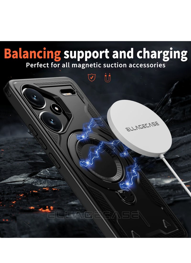 ELLAGECASE Protective Case with Ring for Xiaomi Redmi Note 13 Pro Plus 5G, Rugged Drop Protection, Horizontal and Vertical Stand Capability, Solid Camera Protection, Balanced Support, and Perfect Compatibility with Magnetic Accessories  - Image 2